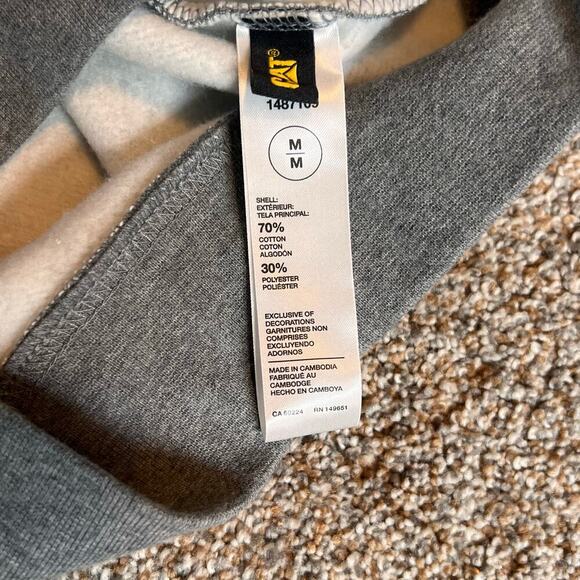 Caterpillar Men's Grey Pullover Hooded Long Sleeve Sweatshirt. Size M - Picture 7 of 8